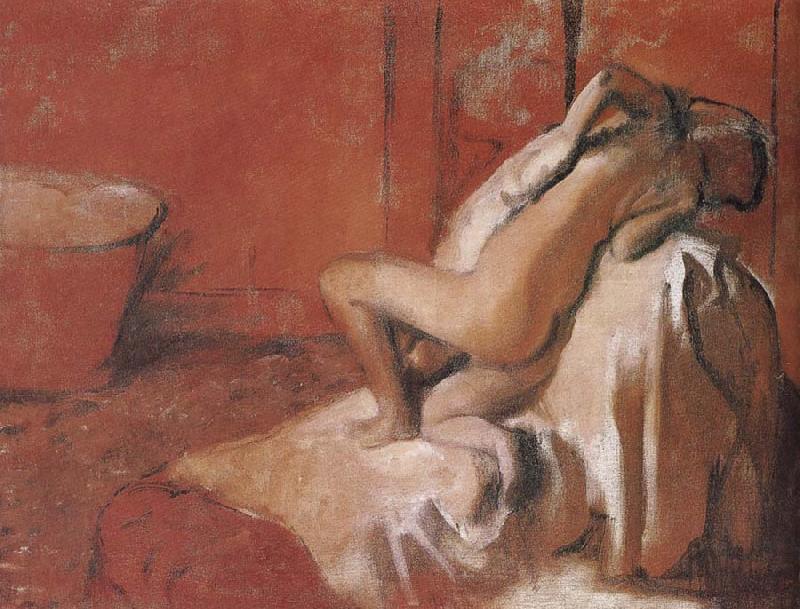 Edgar Degas Lady toweling off her body after bath Sweden oil painting art